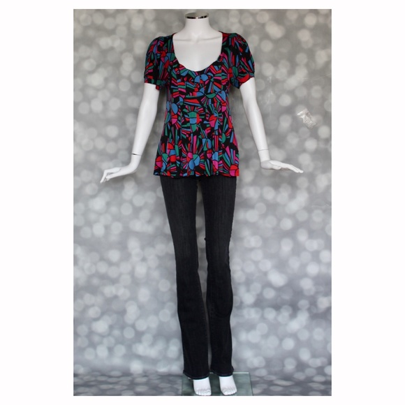 Almost VINTAGE Marc by Marc Jacobs Geometric Silk-blend Top - Size M - Picture 4 of 4